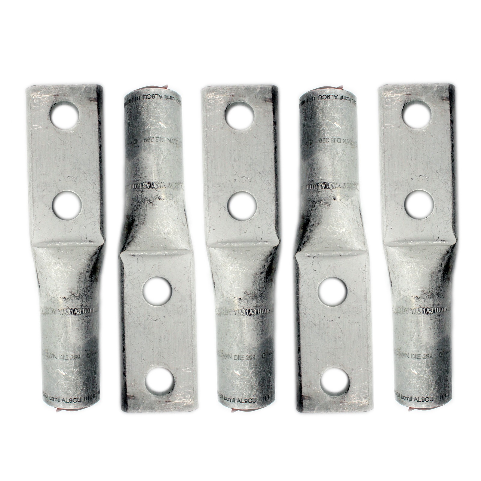 BURNDY YA31A3 ALUMINUM COMPRESSION LUG, AL/CU, 350KCMIL, 1/2", 2-HOLE, (5-PACK)