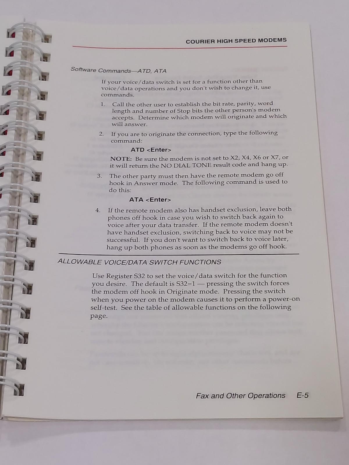 Vintage Robotics Courier High Speed Modems User's Manual, 1992, 1.015.544 Rev. B