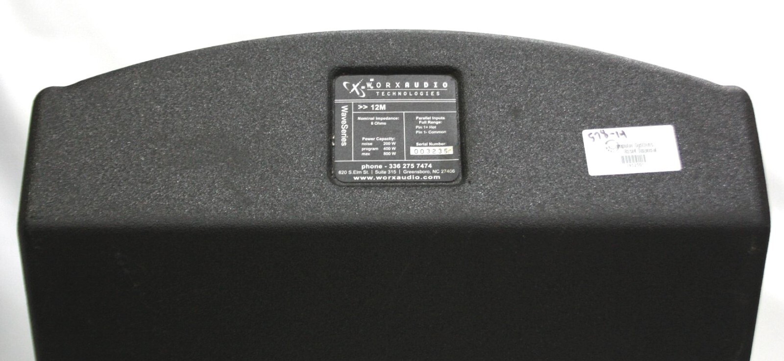 Tested Working, Cosmetic- * WorxAudio WaveSeries 12M Two-Way Passive Loudspeaker