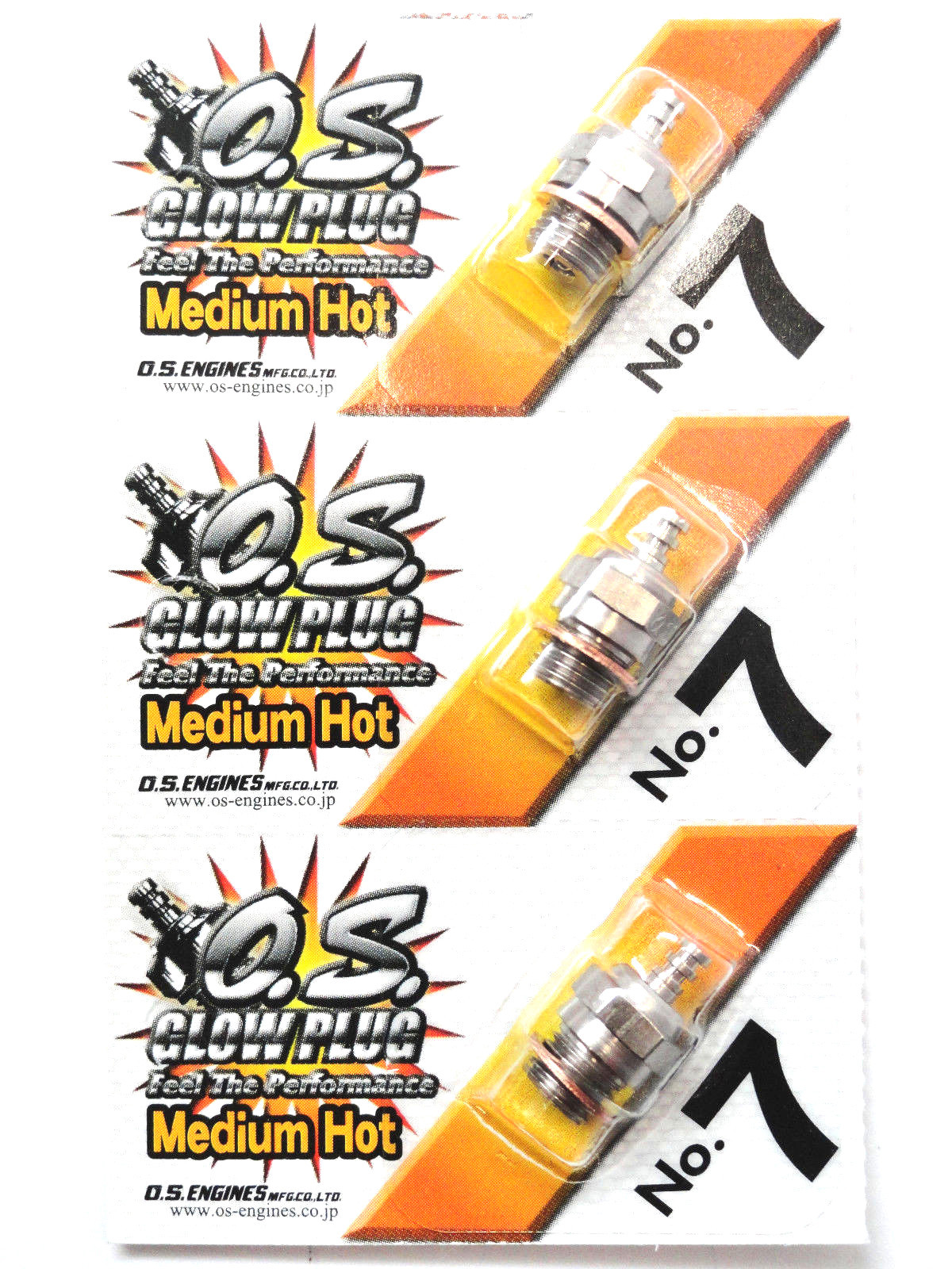 OS No.7 #7 Medium Nitro Glow Plug - 3 Pack 71607100