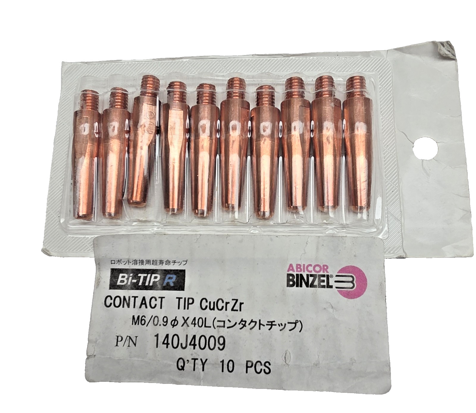 Abicor Binzel 140J4009 MIG Contact Tips M6 0.9mm x 40mm CuCrZr Pack of 10