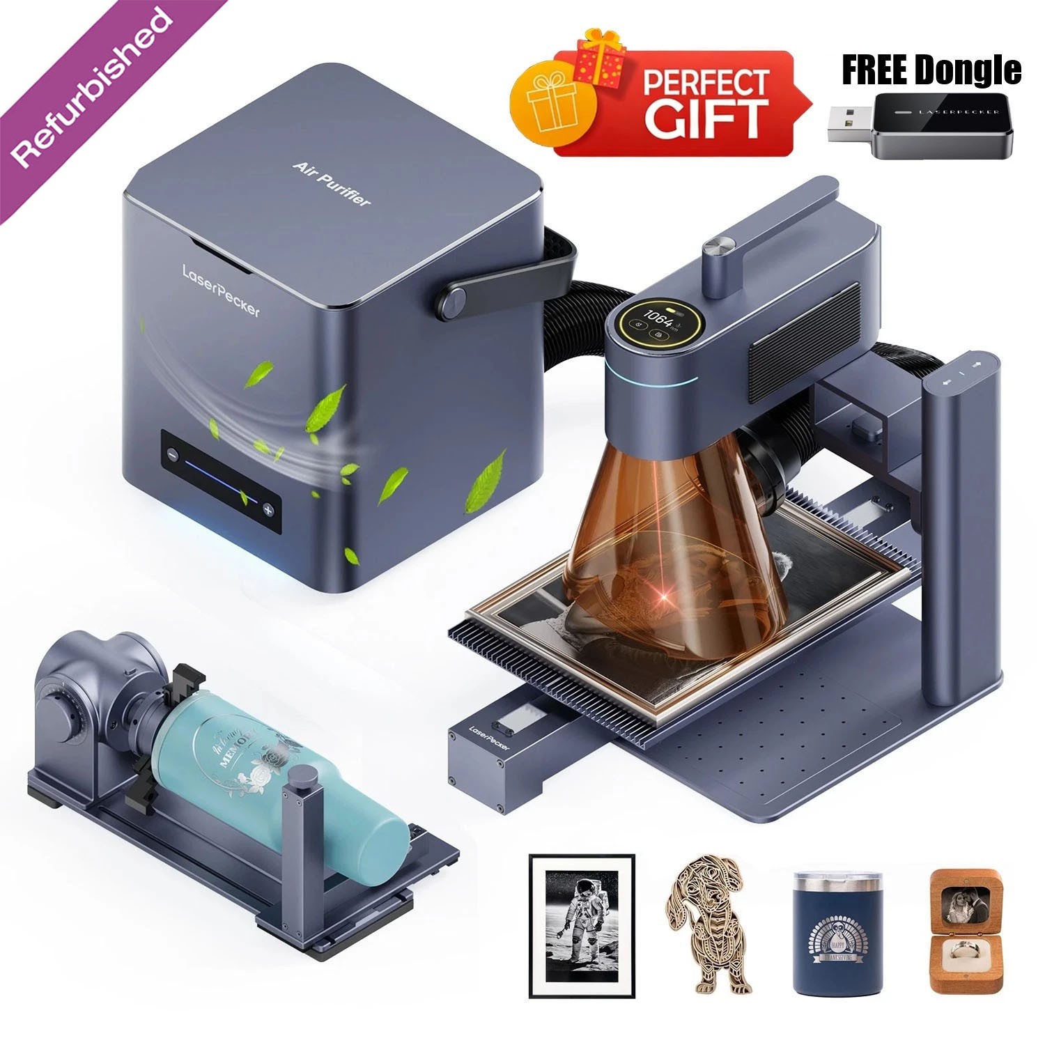 Refurbished LaserPecker LP4 Laser Engraver Cutter With Air Purifier 10W+2W IR