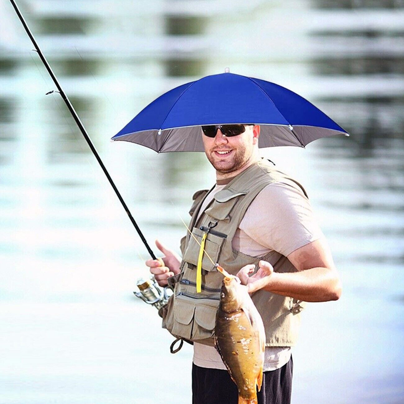 Sun Umbrella Hat Hands Free Fishing Golf Gardening Sunshade Outdoor Headwear Cap