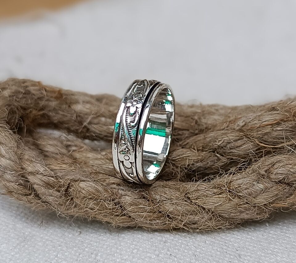 Solid 925 Sterling Silver Spinner Thumb Designer Ring Handmade Ring All Size