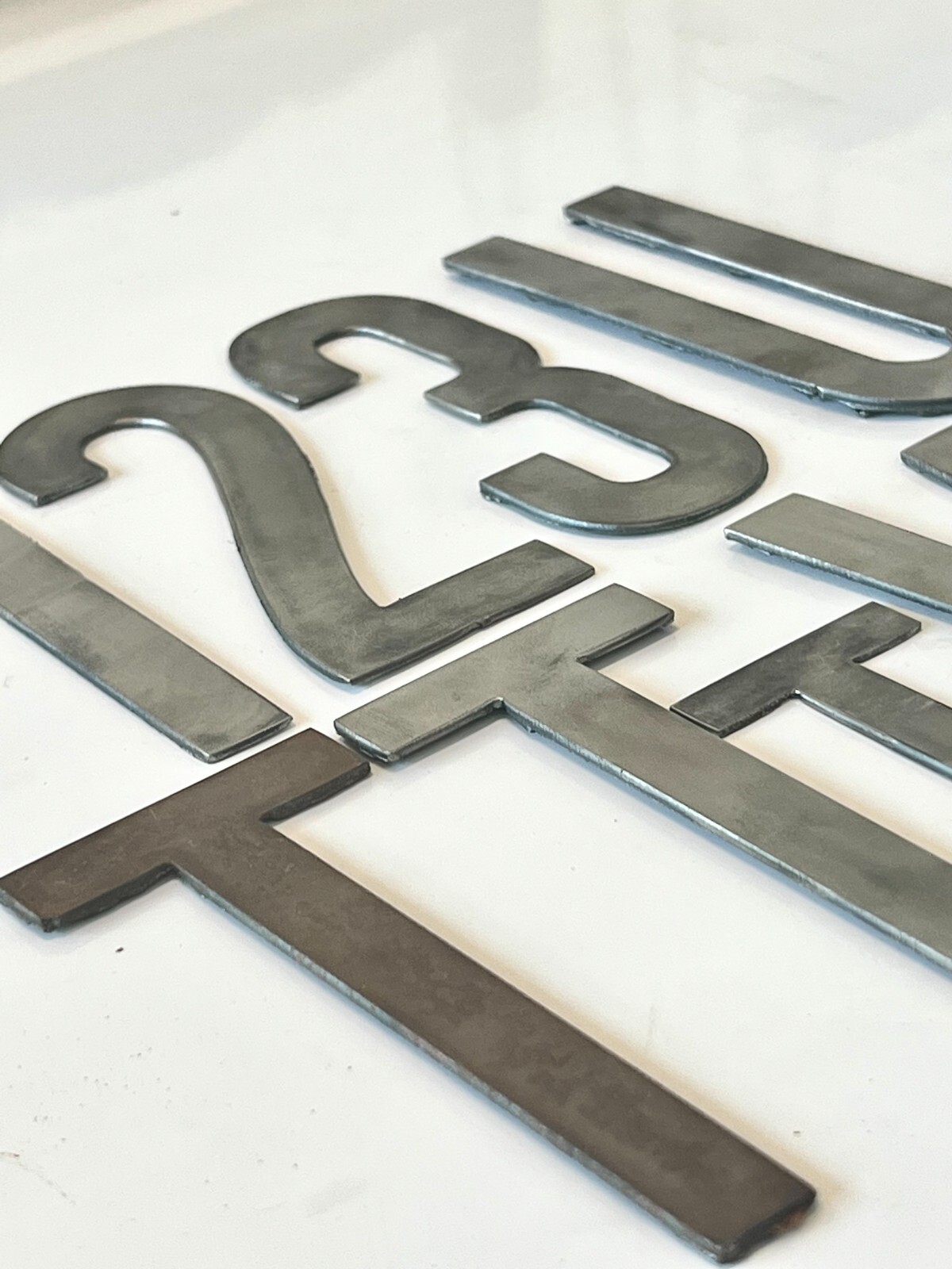 8 Inch Metal Letters & Numbers Rusty or Natural Finish Mounting Holes Available