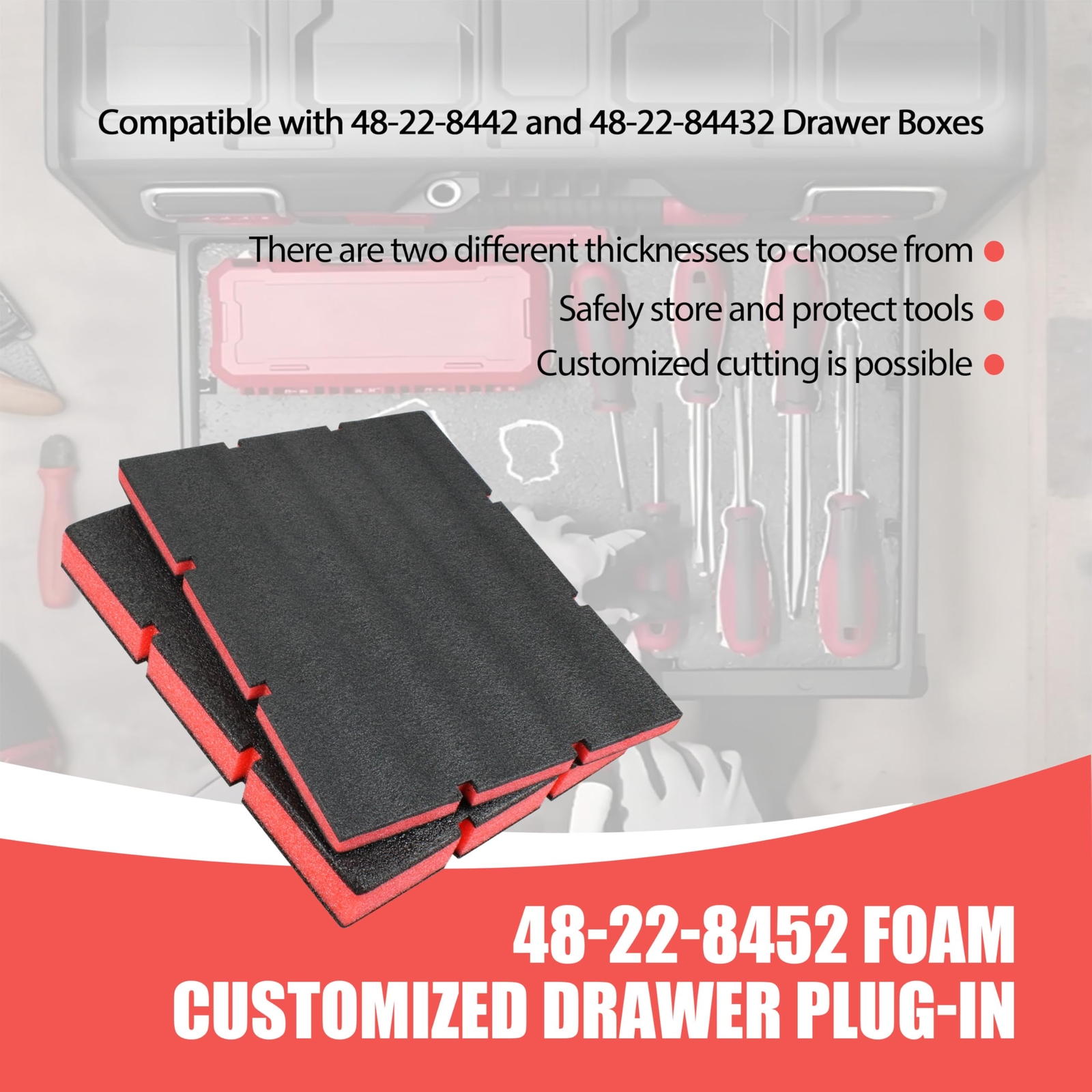 48-22-8452 Packout Foam Tool Organizer Inserts Compatible with Milwau-kee 48-...
