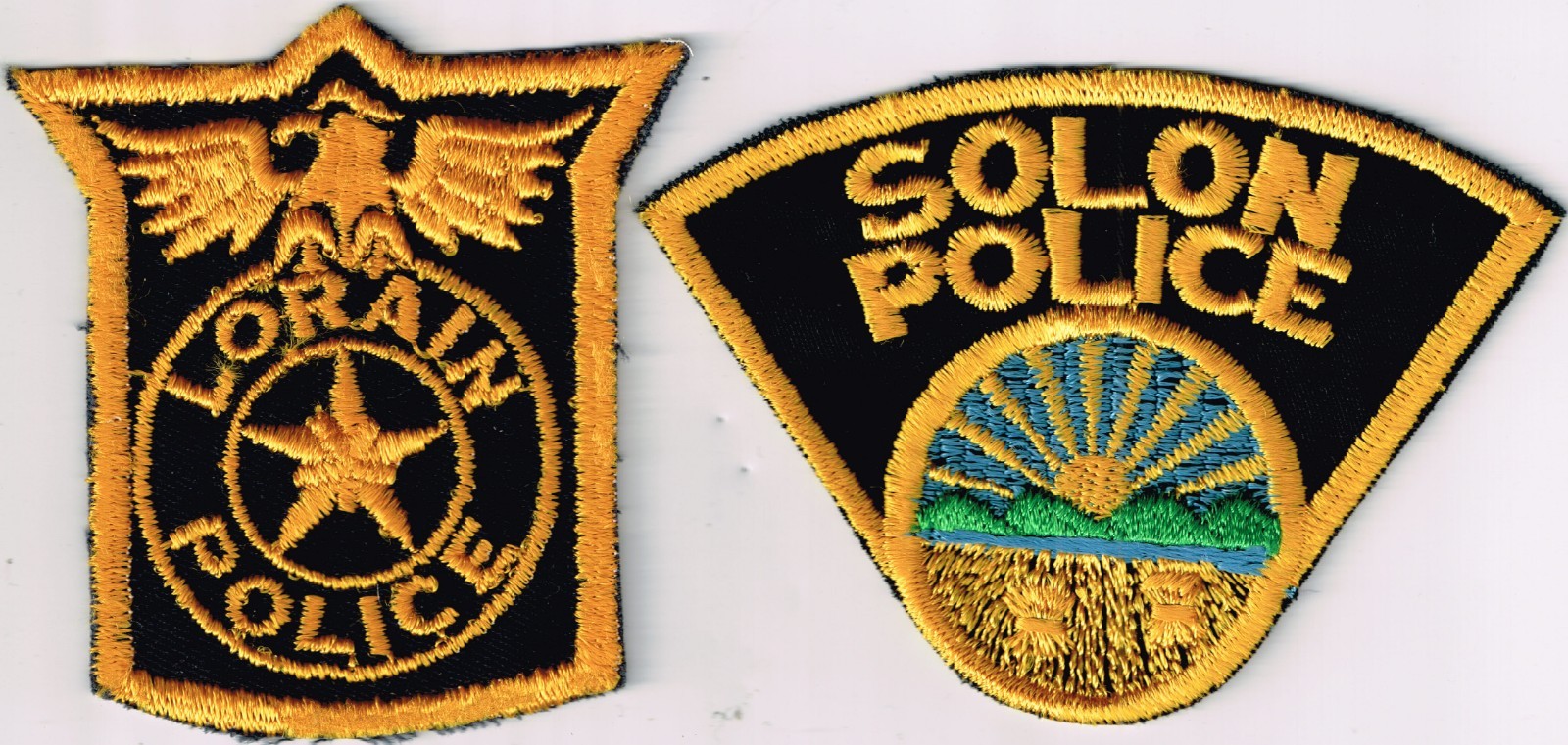 Pick 1 old cheesecloth back OH Police patch: Lorain PD; or Solon PD