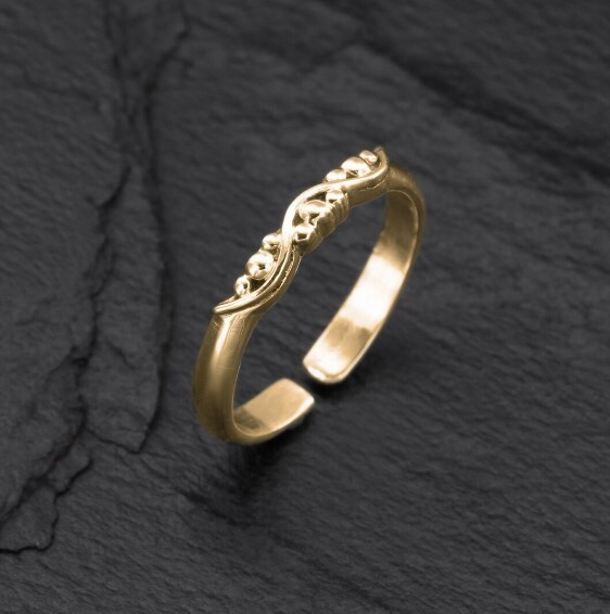 Gorgeous Solid Metal Adjustable Toe Ring For Her 14k Yellow Gold Plated Silver