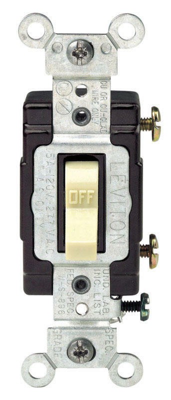 Leviton Commercial Illuminated 15 amps Toggle Switch Ivory C21-05501-LHI