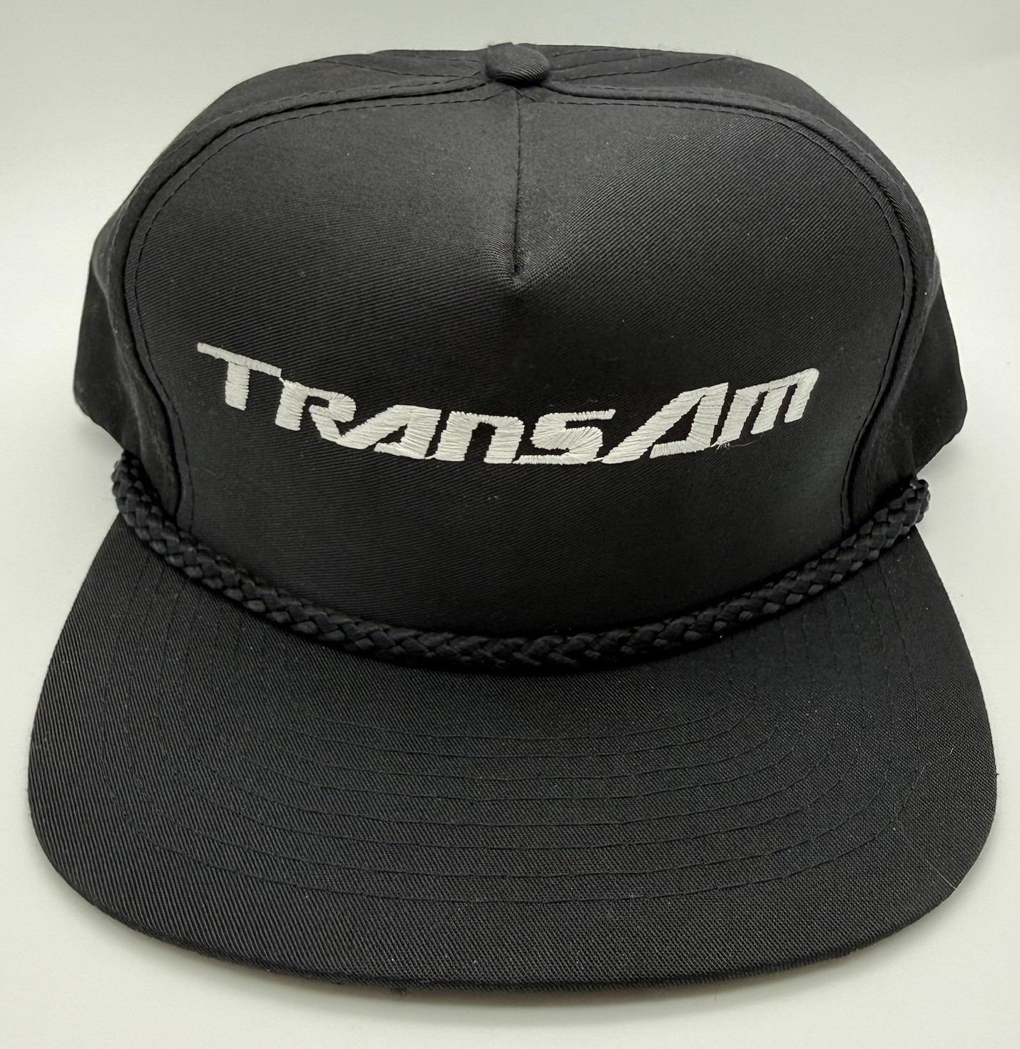 Vintage 90s Pontiac Trans Am Black White Embroidered Rope Hat Cap Made in Taiwan