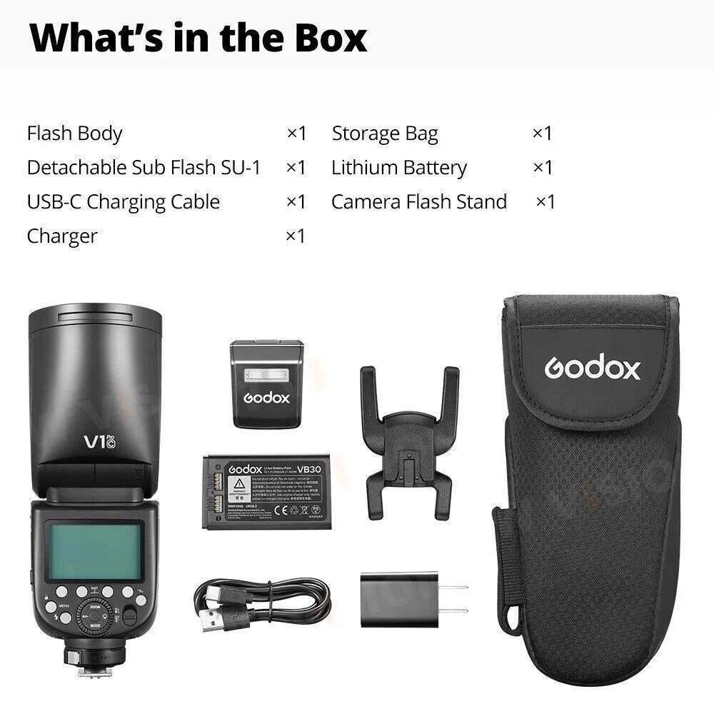 Godox V1 Pro V1Pro S TTL Round Head On-Camera Flash Light Speedlite (US version)