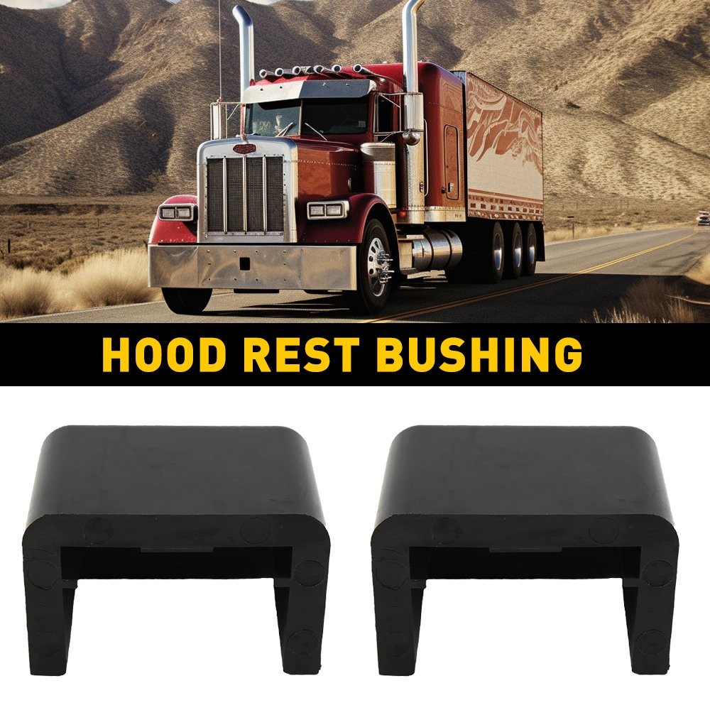 2PC Black Hood Rest Bushing / Bumper Fit Fit 2000 01-2007 Peterbilt 379 13-04711