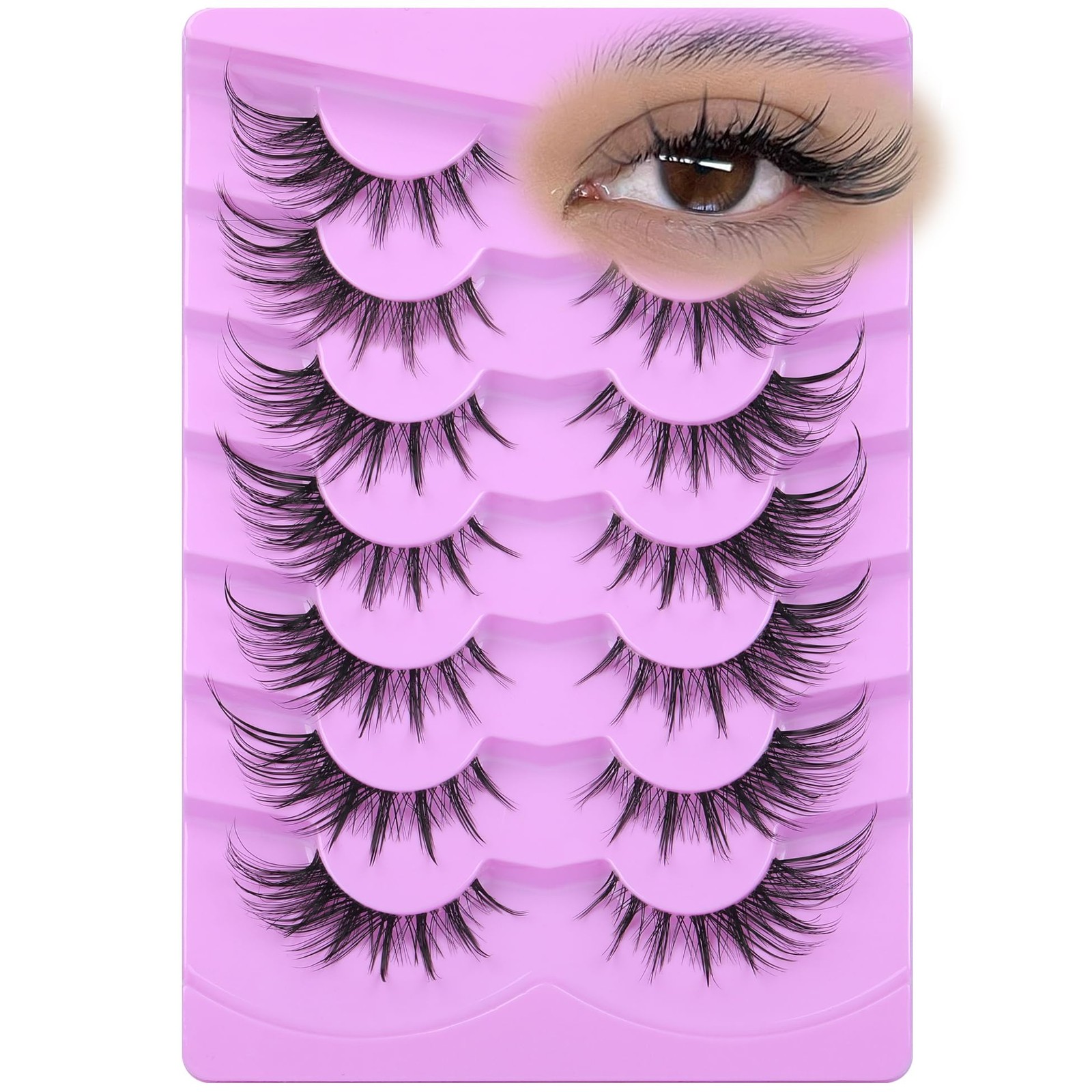 Manga Lashes Fox Eye False Clear Band Cat Wispy Anime Eyelashes Spiky Cosplay...