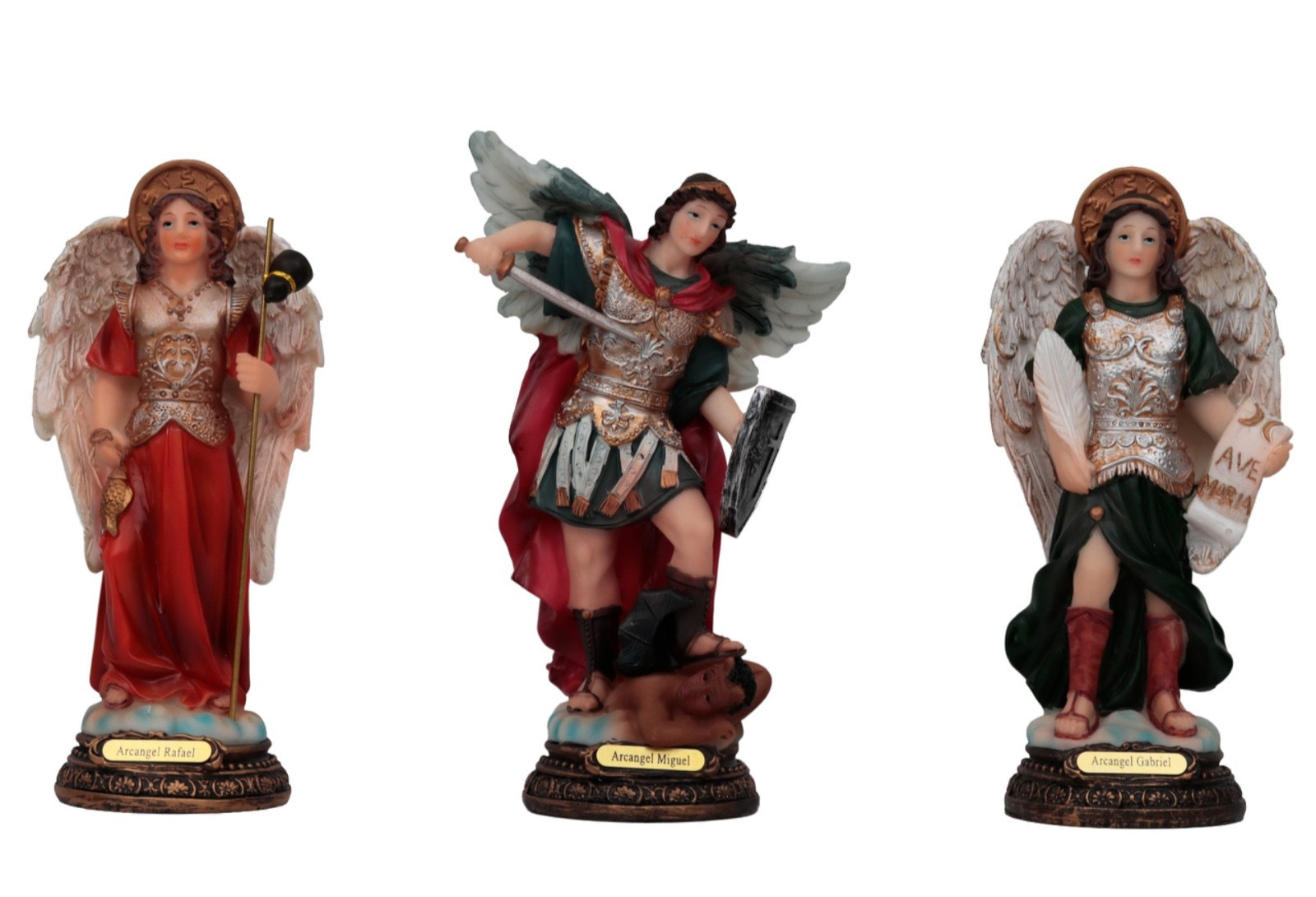 Set de Arcangeles 3 Pcs San Miguel, Gabriel, Rafael 6 Inch Resin Statue 6586