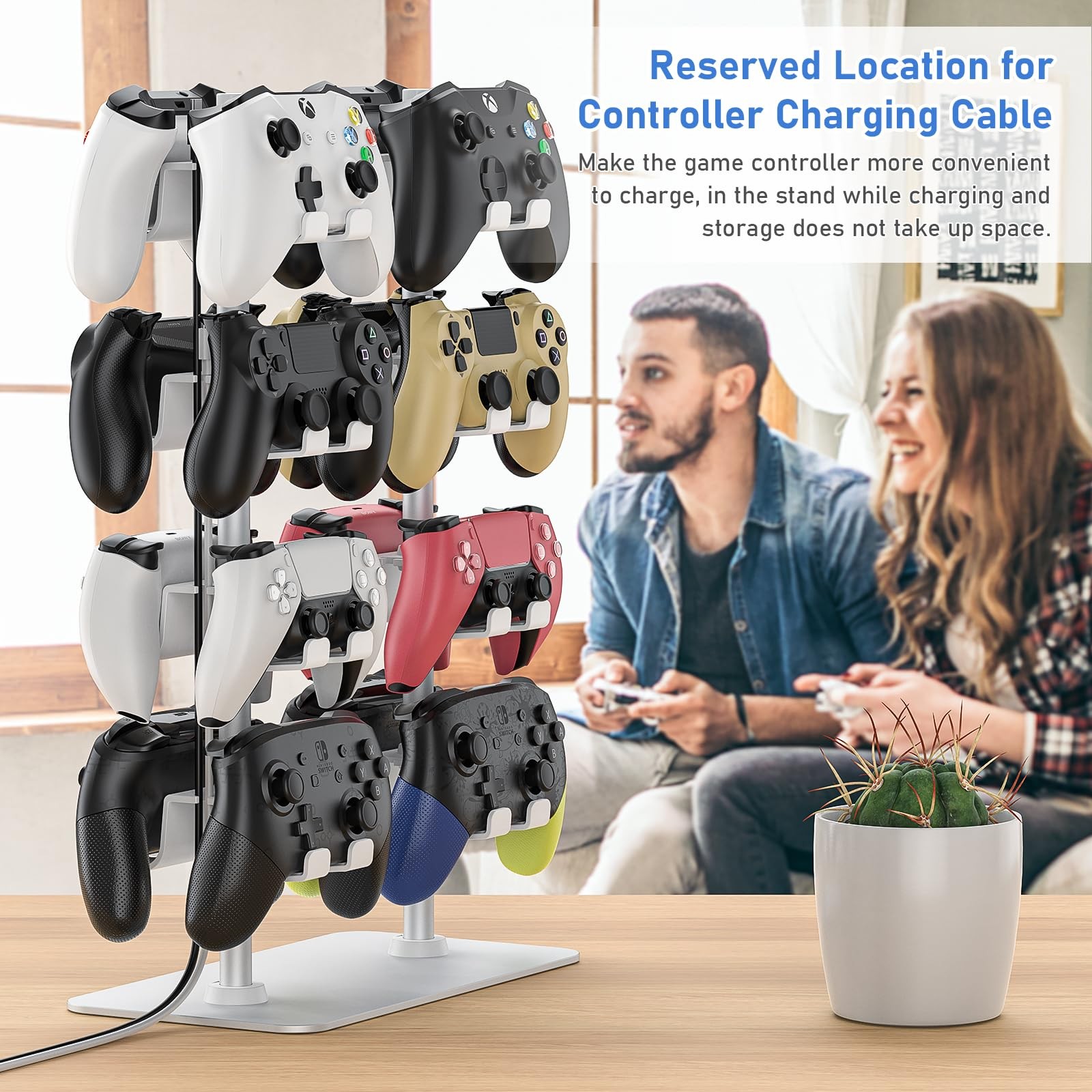 MANMUVIMO Controller Holder for 16 Xbox PS5 16 White, White
