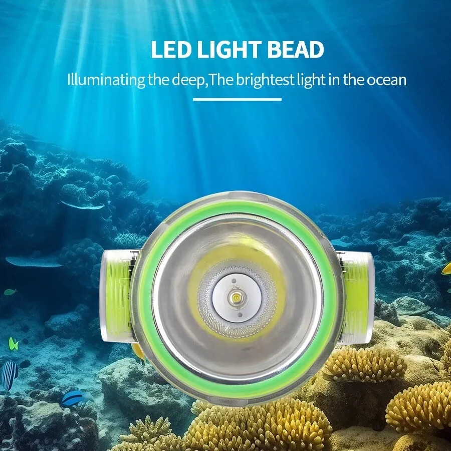 Professional Diving LED Headlamp Headlight Diver Spearfishing Head Flashlight