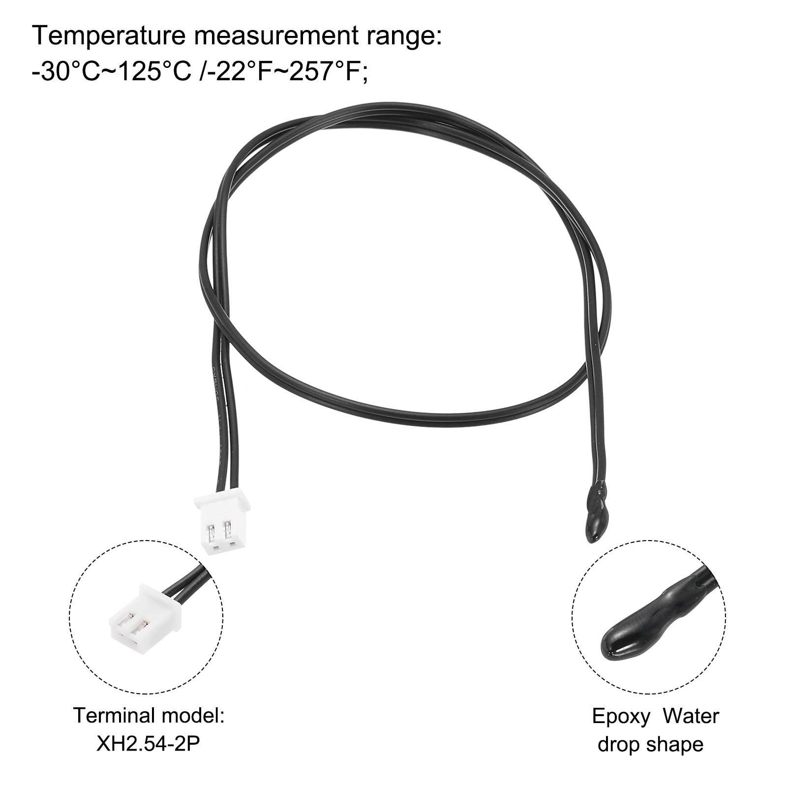 1 Pcs 50K NTC Thermal Sensor Probe,Epoxy Temp Sensor Probe 15.7 Inch