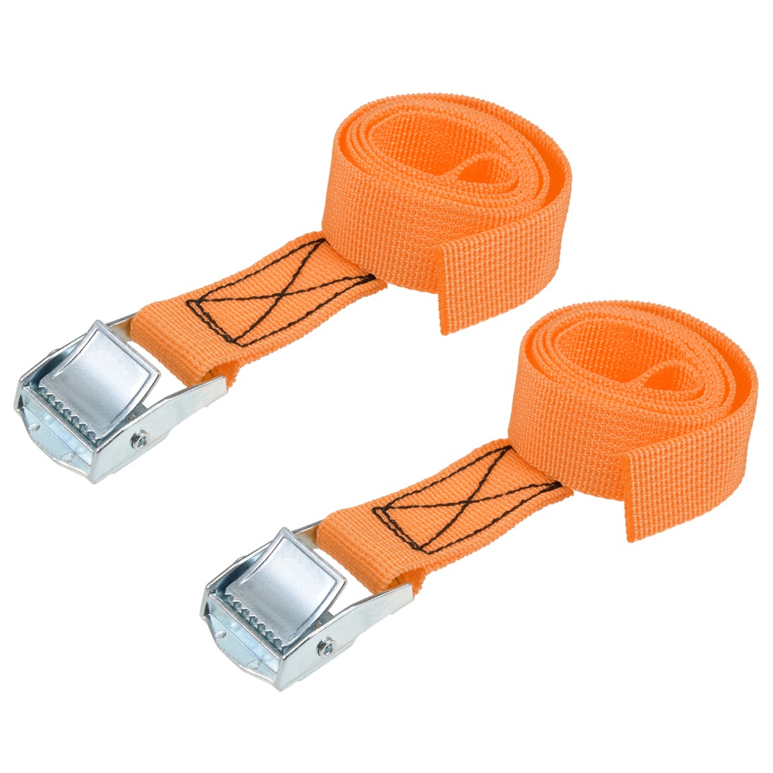 0.8Mx25mm Lashing Strap Cargo Tie Down w Cam Buckle 250Kg Work Load, Orange 2Pcs
