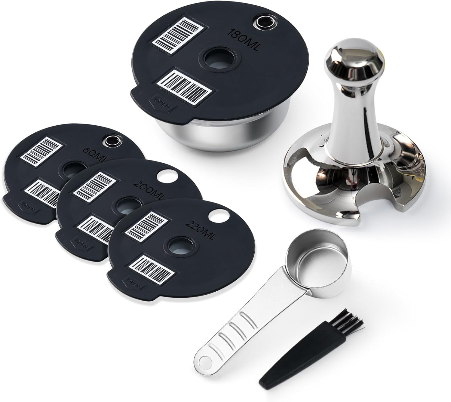Stainl Steel Reble Pods for Tassimo Coffee Maker with 4 Bla