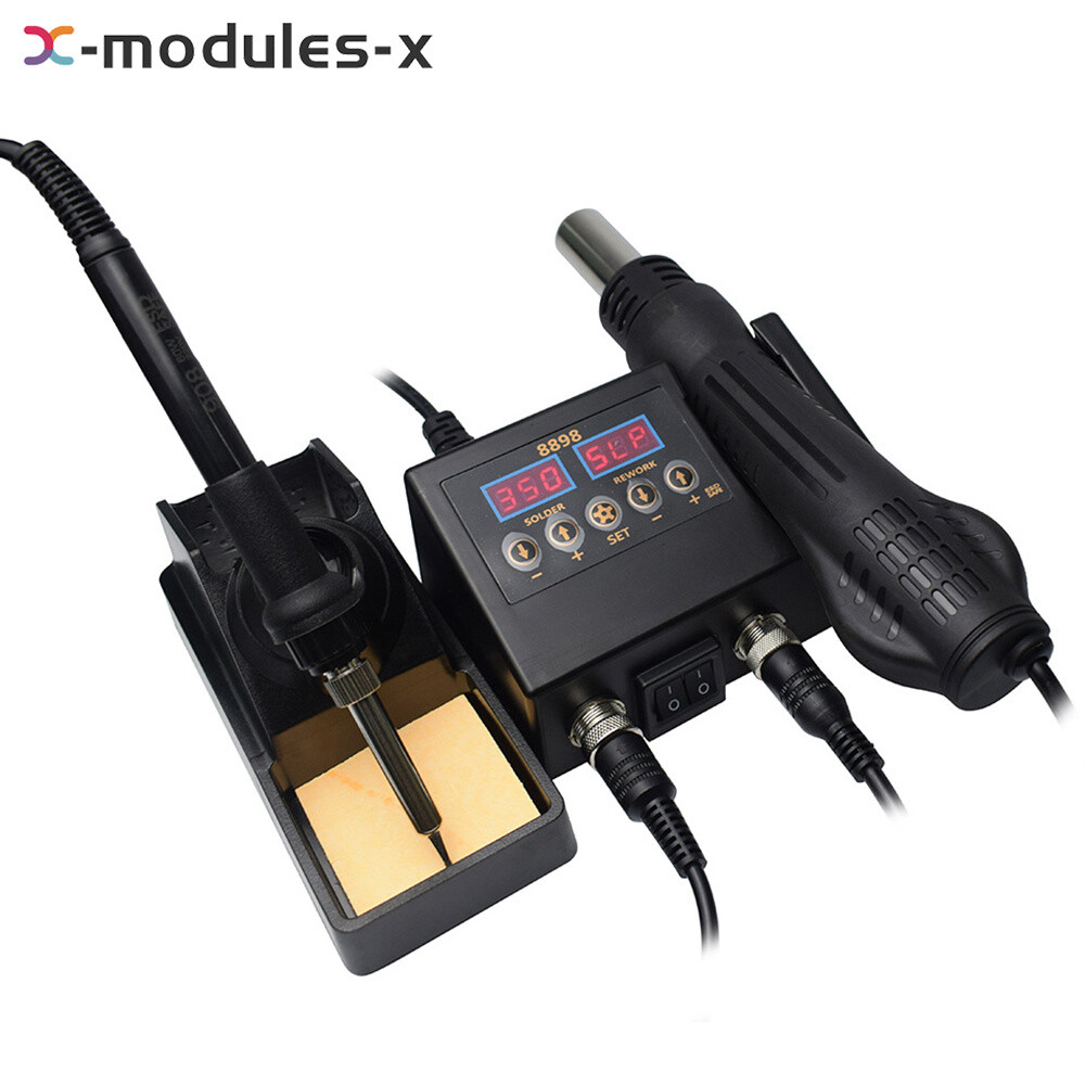 2-in-1 750W 8898 Hot Air Gun LCD Digital Eectric Soldering Iron Welding Station