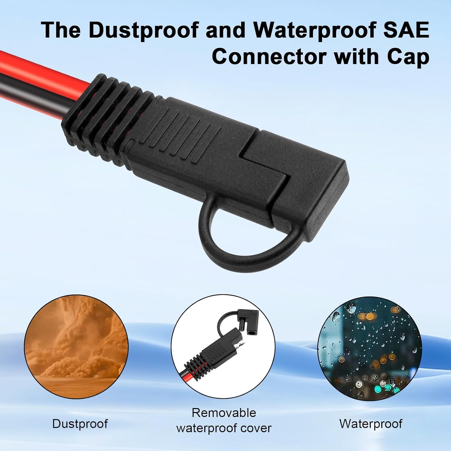 10AWG SAE to Solar Panel Connector Cable 10FT, Heavy-Duty Tinned Copper, 10 FT