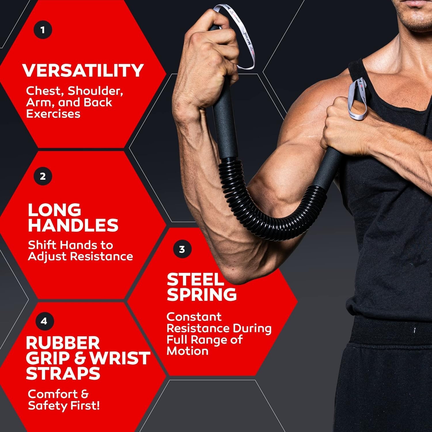 Python Power Twister - Upper Body Strength Training Tool (45-110 lbs)
