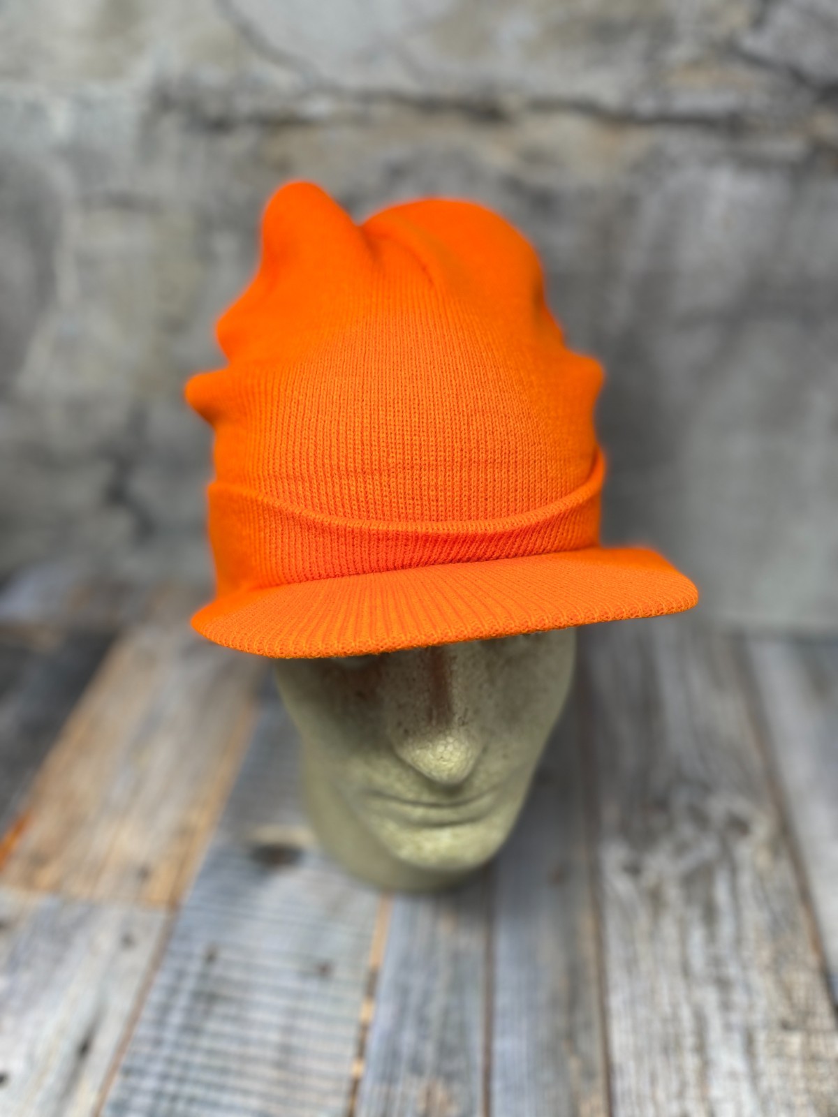 Orange Radar Beanie Cap with Visor Knit Winter Hat Hunting Ski Warm NEW OS