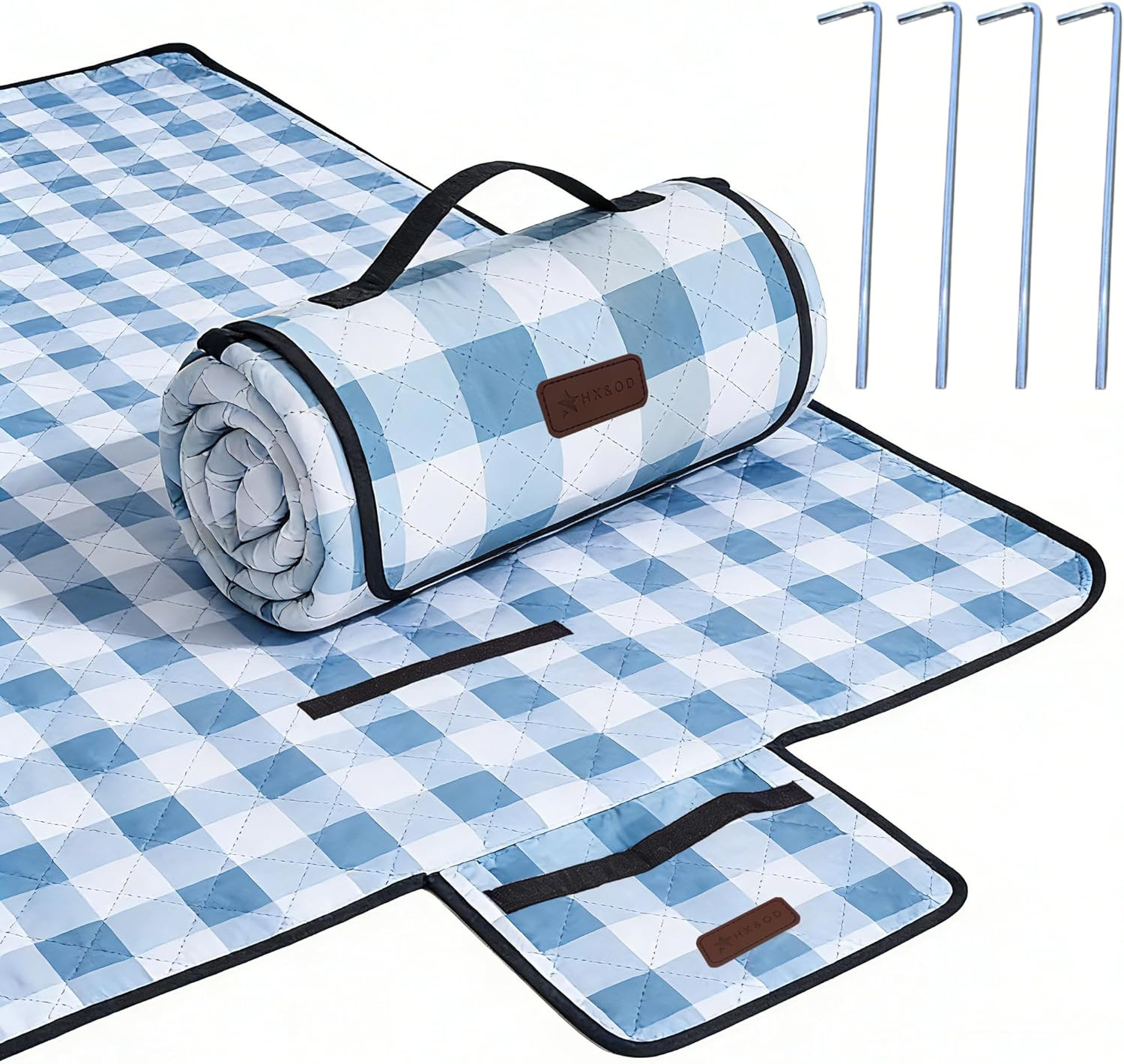 HX&OD Outdoor Picnic Blanket, Extra Large, 80''x60'' Waterproof Foldable Blanket