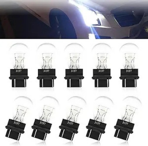 10 Pack 3157 Car Brake Light Bulb Replacement, 12V 21/5W Vehicle  Color: White