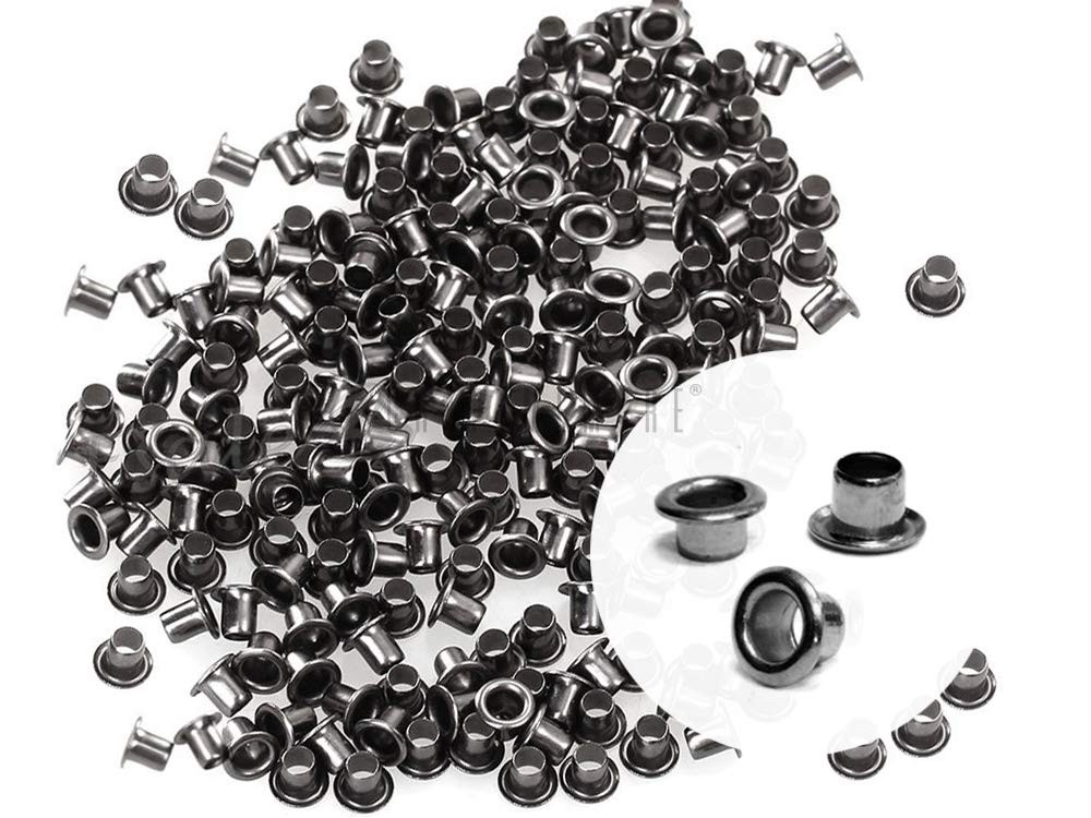 CRAFTMEMORE 2MM Hole 200PCS Tiny Grommets Eyelets Self Backing 2 mm, Gunmetal