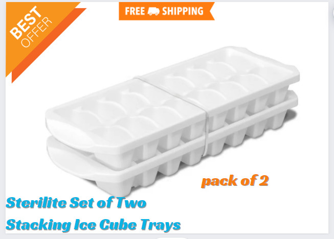 Sterilite Set of Two Stacking Ice Cube Trays - Plastic White free shipping