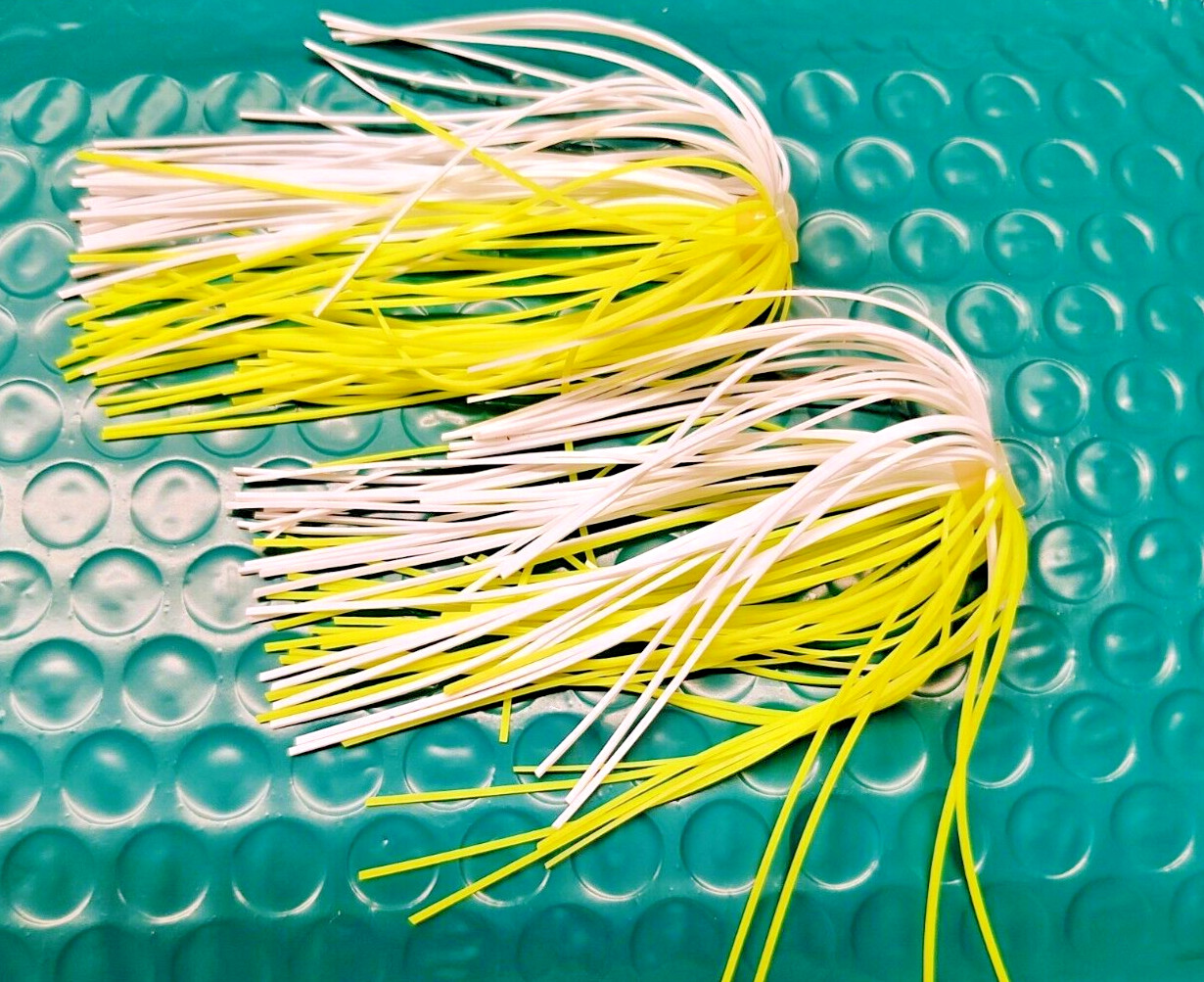 NEW - 10 CHARTREUSE & WHITE BIOSILK HOLE IN ONE SKIRTS FOR FISHING LURES