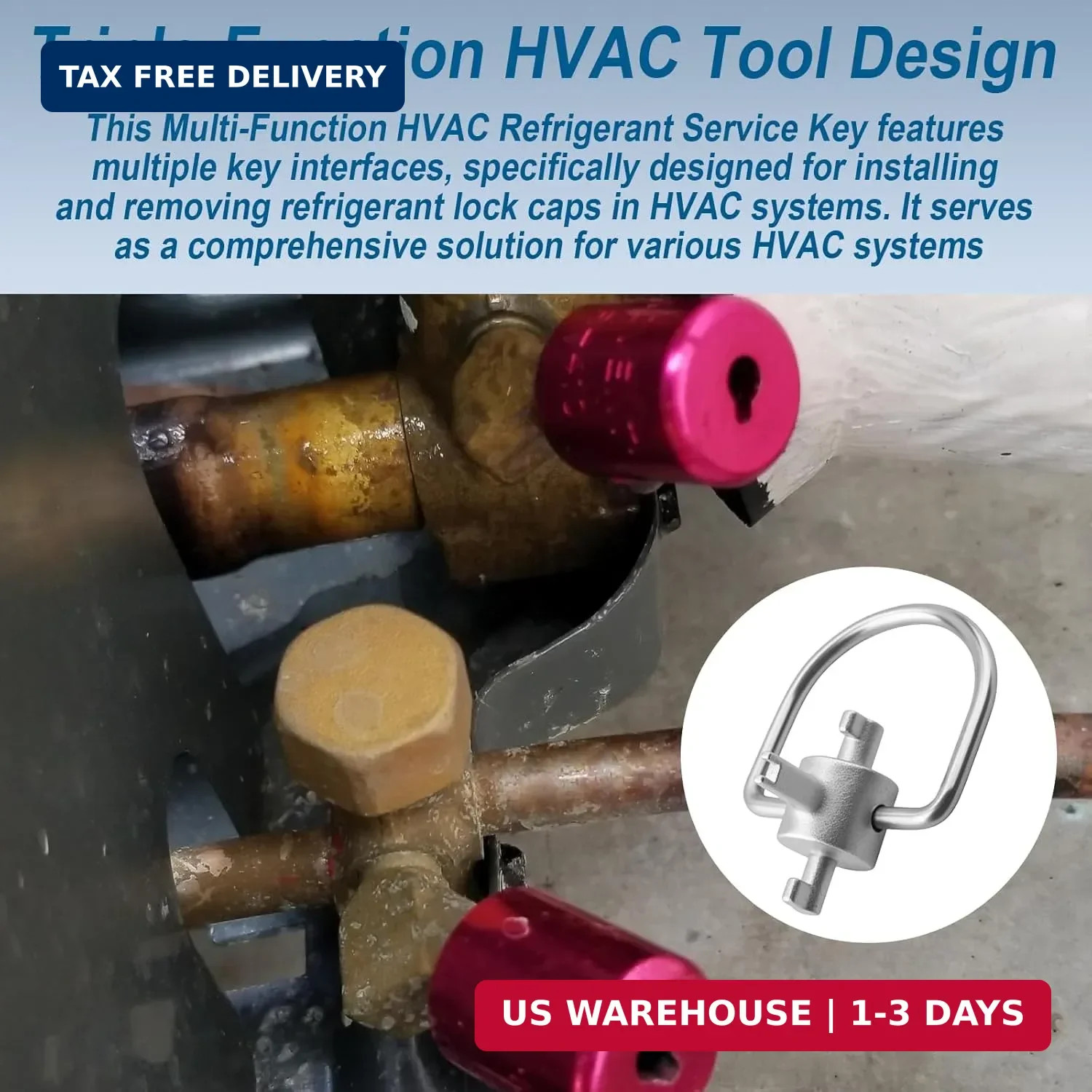 HVAC Tools - Locking Cap Key for Refrigerant Safety Caps | Compatible with 410a