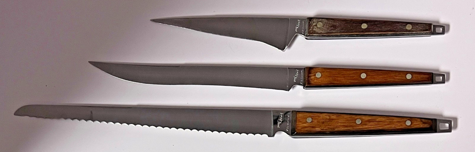 Vintage Set of 3 Knives MCM Ekco Flint Stainless USA Each Knife  w/Hanging Loop