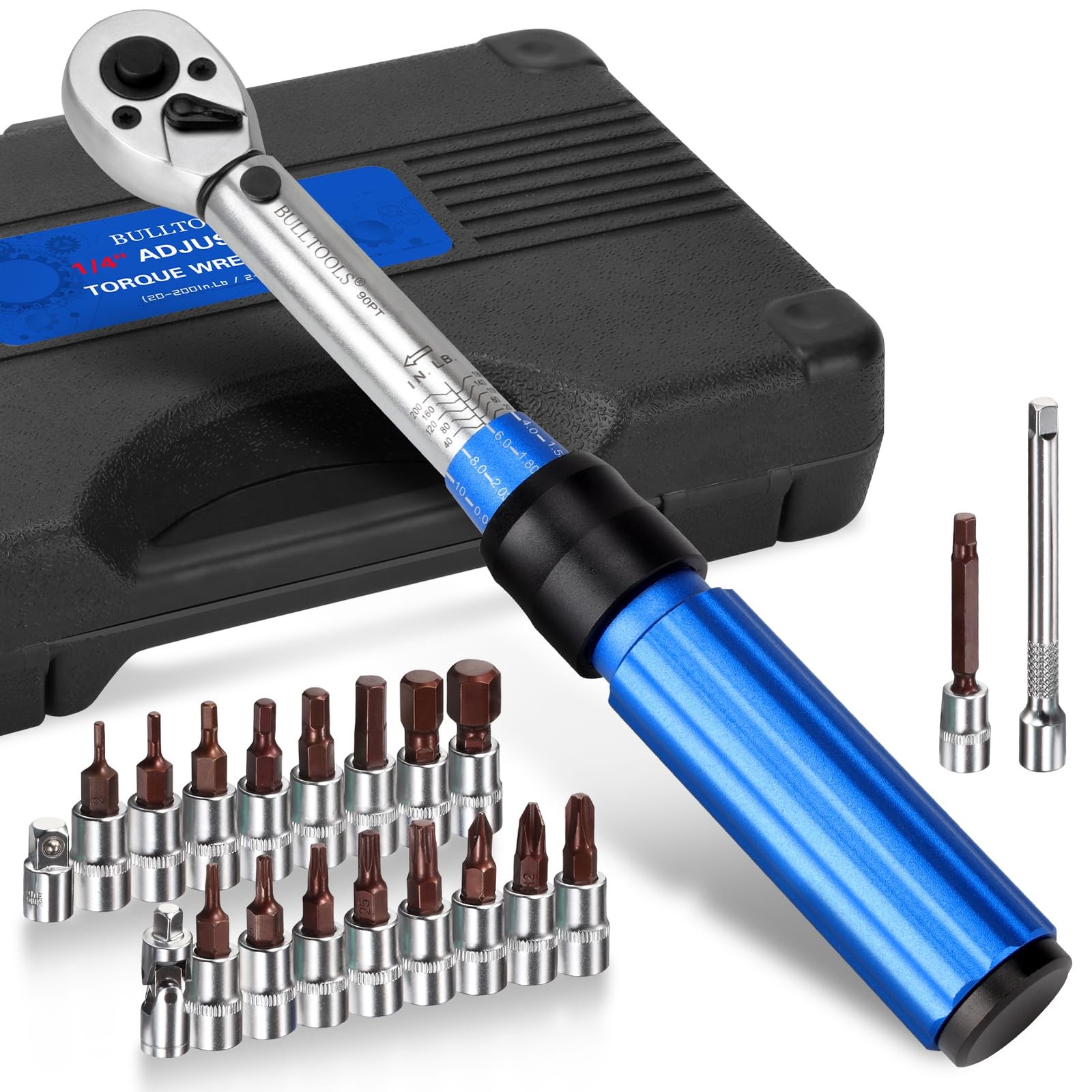 ‌1/4 Inch Drive Click Torque Wrench Set, 20-200 in.lb / 2.26-22.6 Nm Inch Pou...