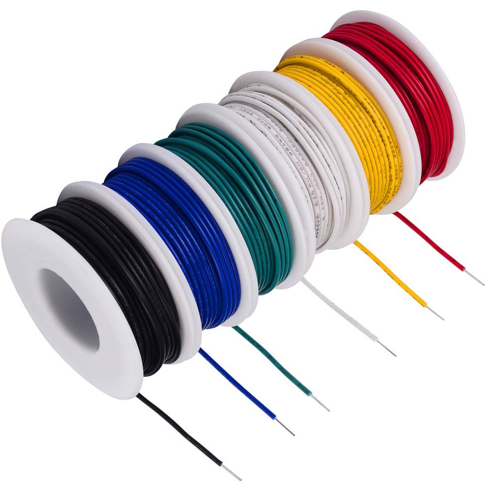 TUOFENG 20 AWG Wire Solid Core Hookup Wire Kit with 6 Different Colored Tinne...