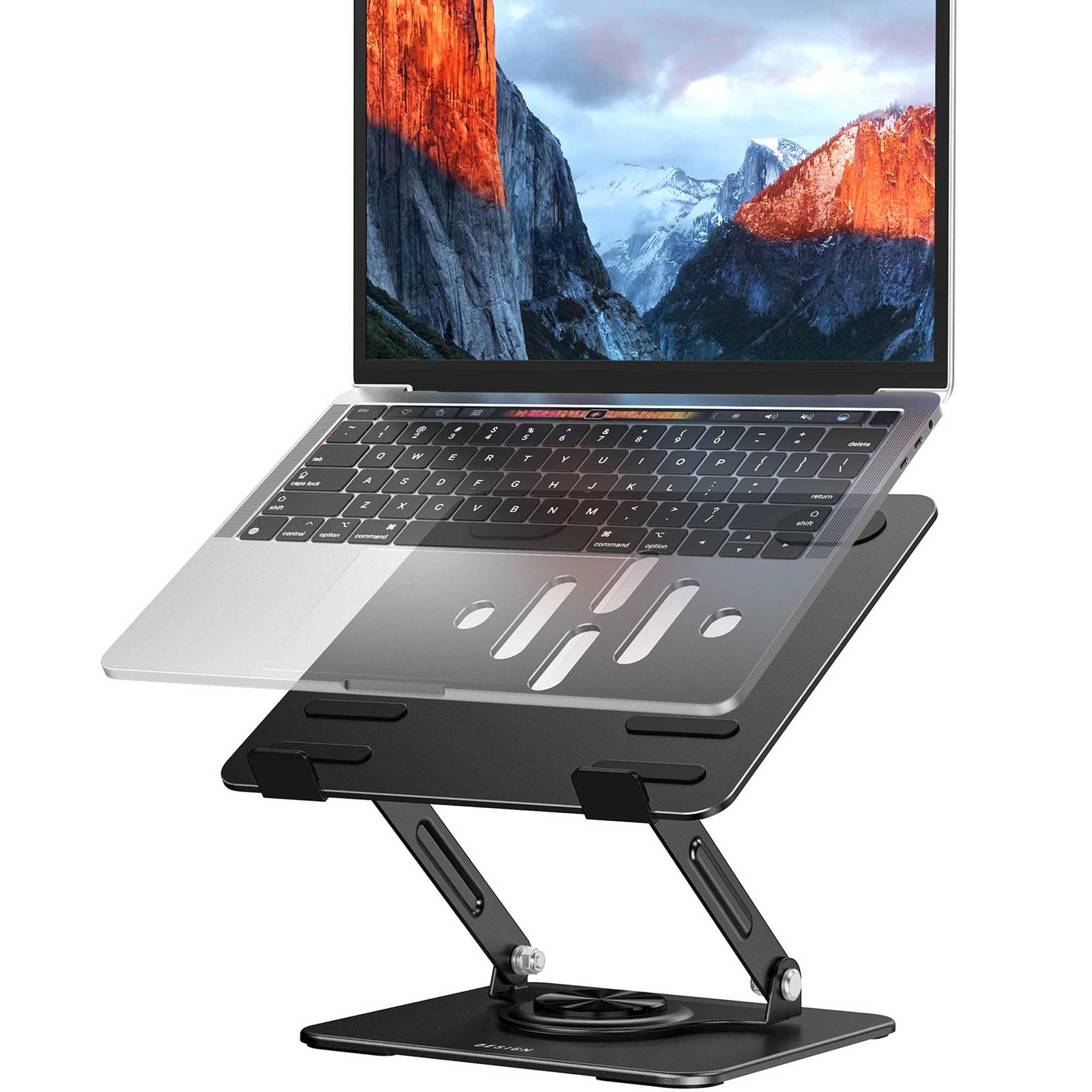 Laptop Stand with 360° Rotating Base, Ergonomic Adjustable Notebook Riser, Fo...
