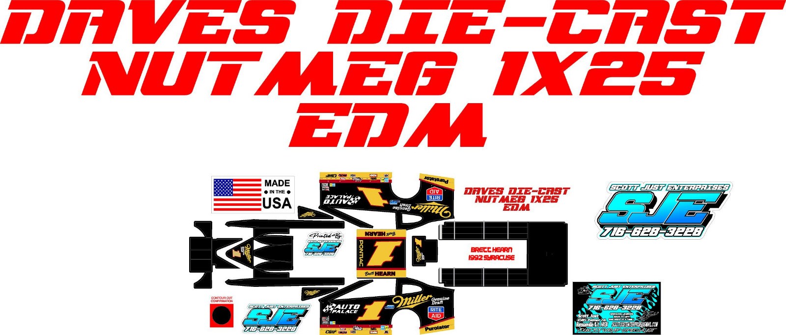 NUTMEG EDM DIRT MODIFIED 1X25 SCALE BRETT HEARN 1992 SYRACUSE THEME WRAP KIT
