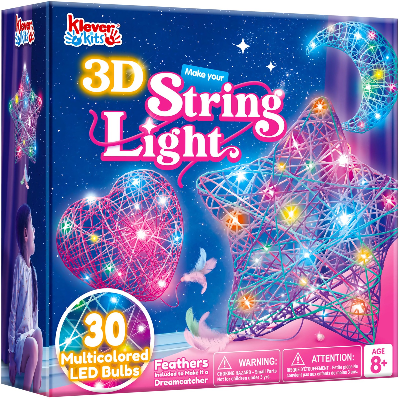 Klever Kits 3D String Art Kit for Kids, Light Up Small, Multi-Colored