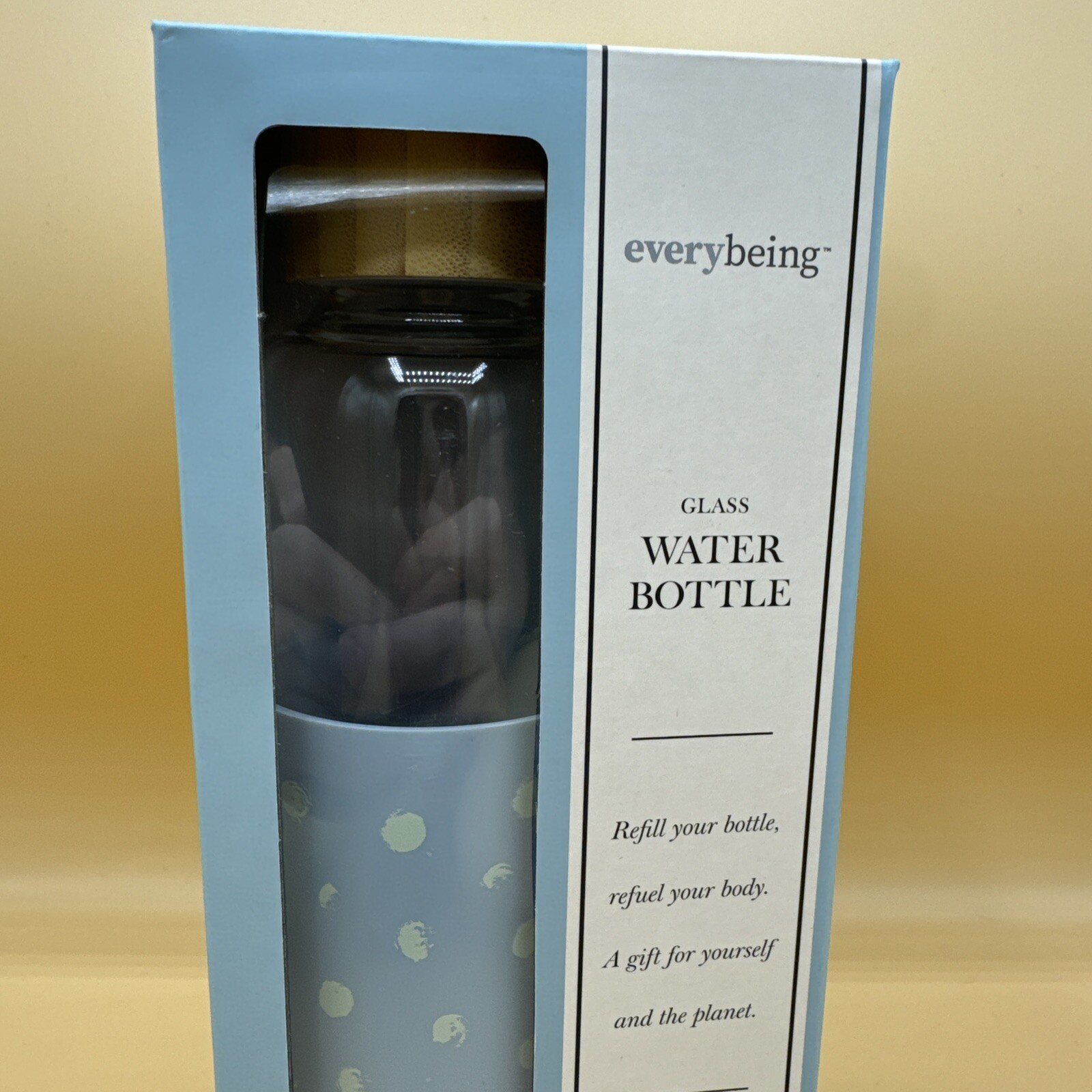 Everybeing Blue Glass Water Bottle 18.6 Oz- New