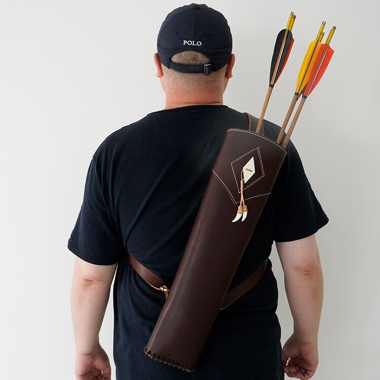 AF Archery Wonderful Handmade Cow Leather Archery Arrows Back Shoulder Quiver