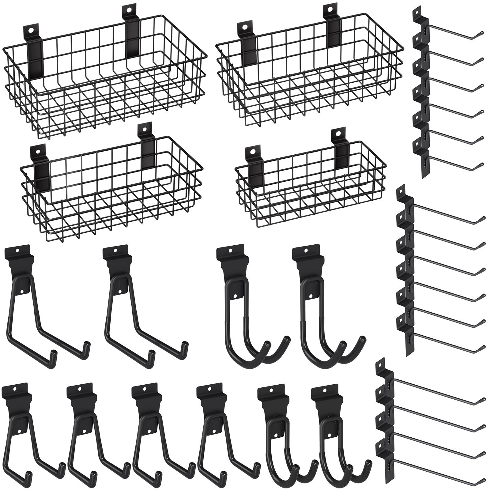 INCLY 30PCS Slatwall Accessories Set, Includes 4 Pack 30 PCS, Black