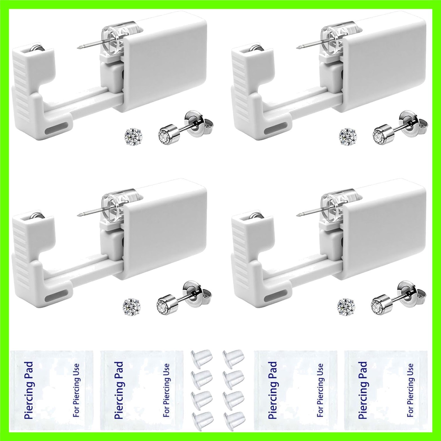 4 Pack Ear Piercing Gun Kit, Disposable Ear Piercing Gun with Silver Earring...