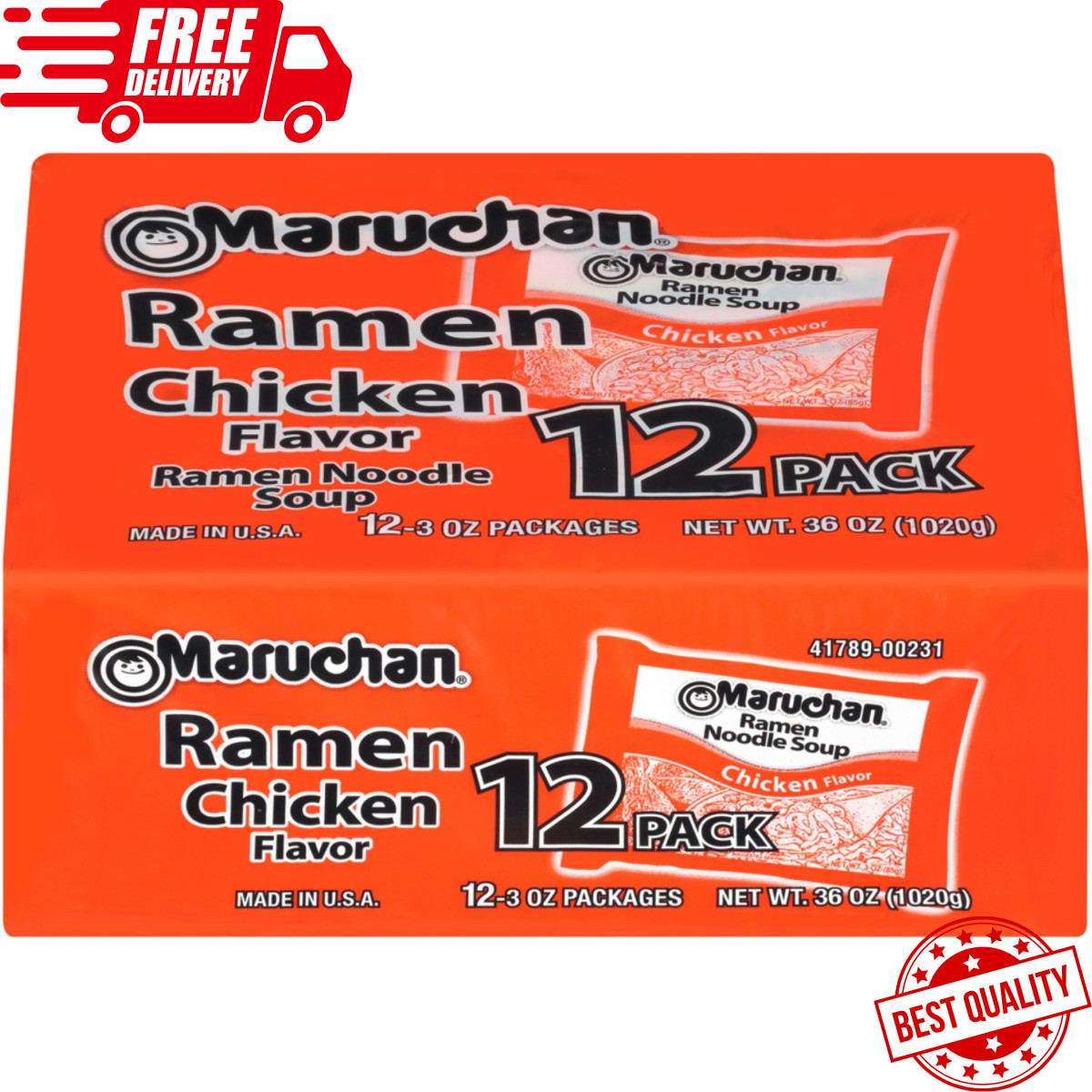 Maruchan Chicken Ramen Noodle Soup 12 Pack 3oz Instant Noodles Quick Meal