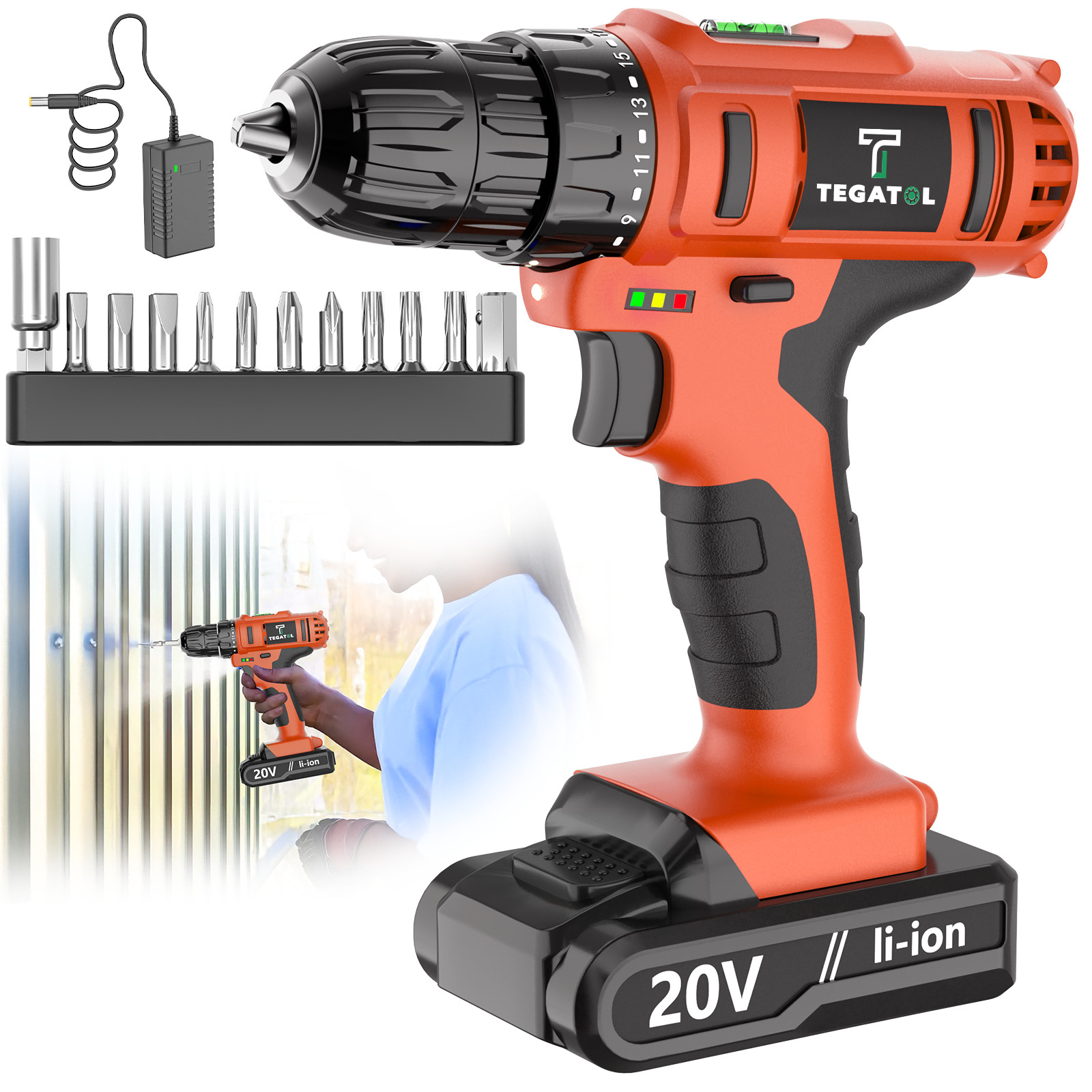 20V Household Colorful Electric Drill, Lightweight Multi-Color Electric Drill