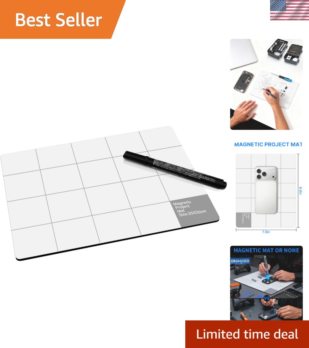 Versatile Magnetic Project Mat - Waterproof, Grid Design for Efficient Repairs