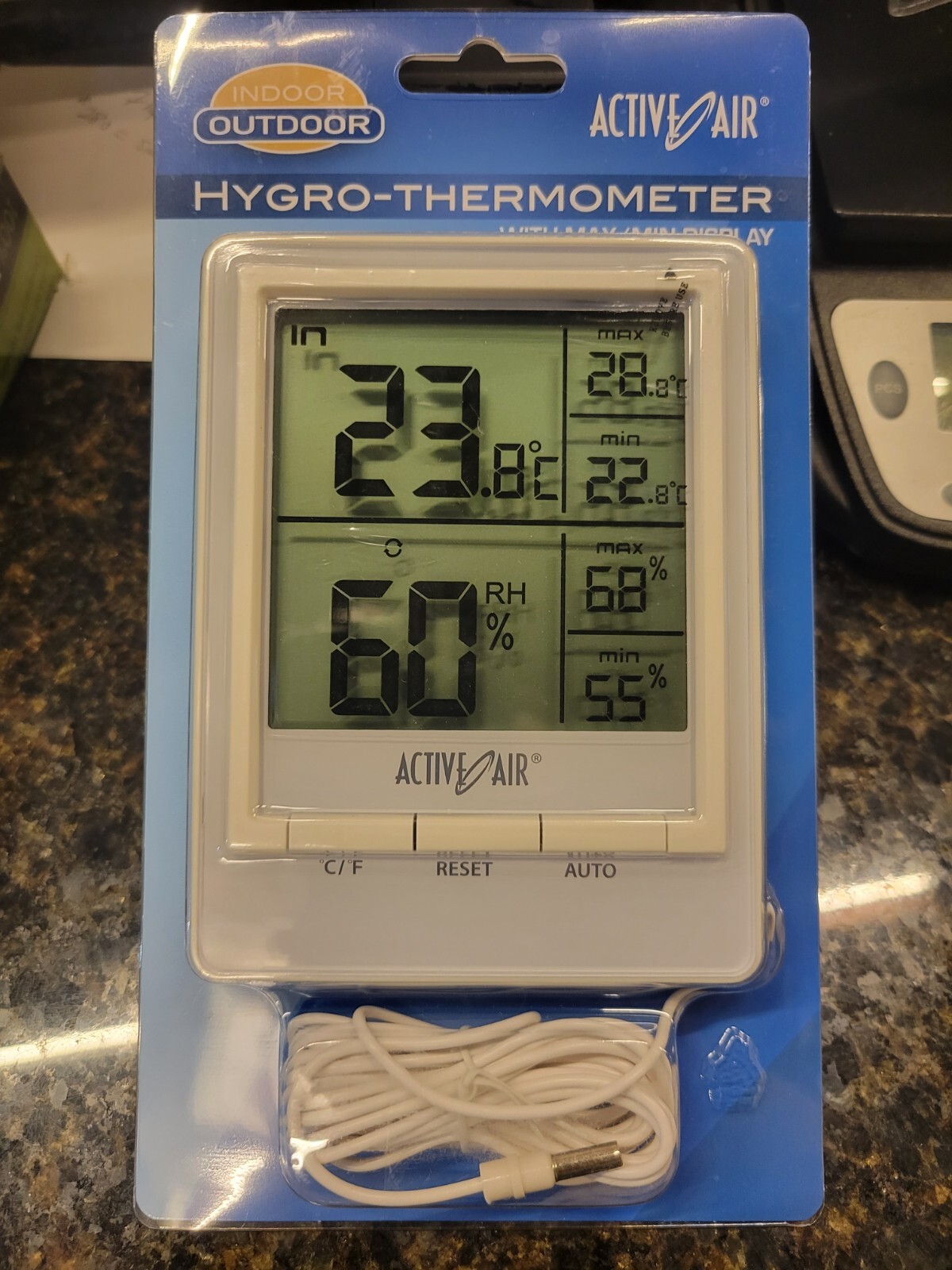Active Air Indoor Outdoor Hygro-Thermometer With Maximum/Minimum Digital Display