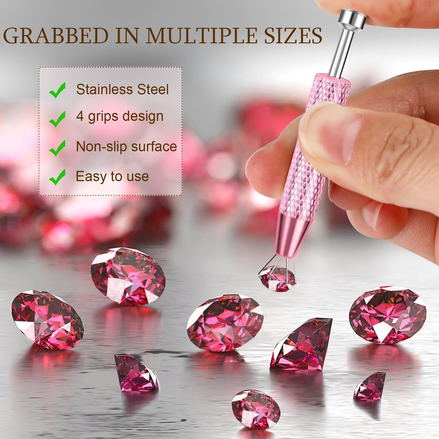 2 Pcs Pink Stainless Steel Piercing Ball Grabber Tool Set for Effortless Changes