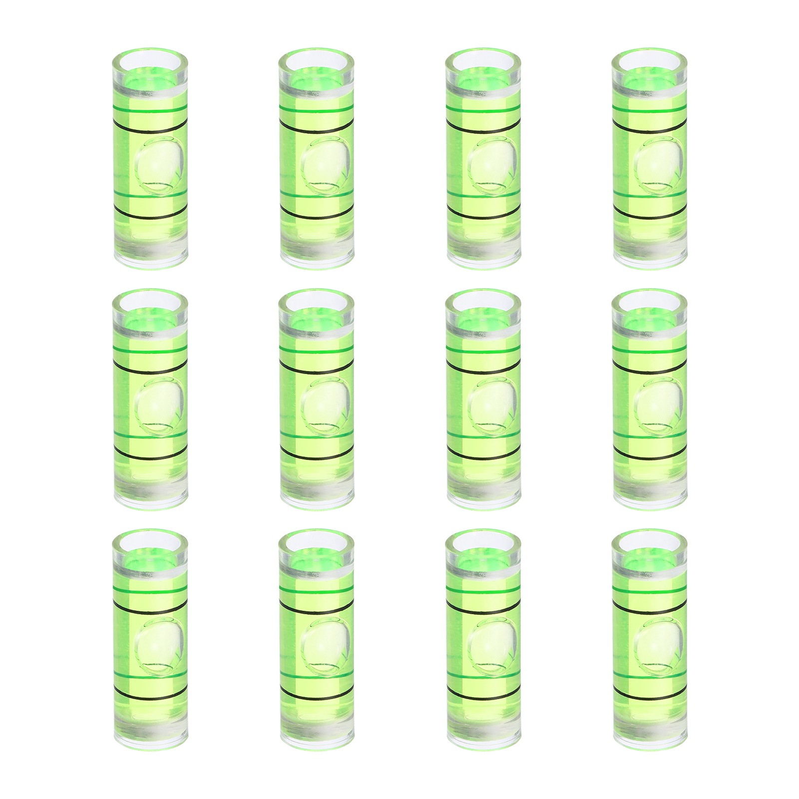 12Pcs Cylindrical Bubble Spirit Level Vials 9x25mm Bubble Spirit Level, Green