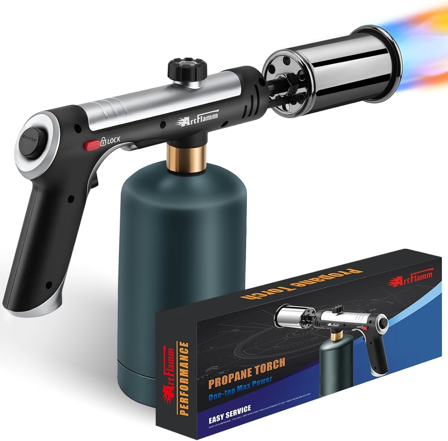 Powerful Propane Torch Gun,Kitchen Cooking Torch With One-Touch Max Fire, Cha...